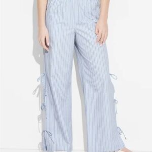 Wild Fable Light Blue Striped Pants with Side Ties Medium